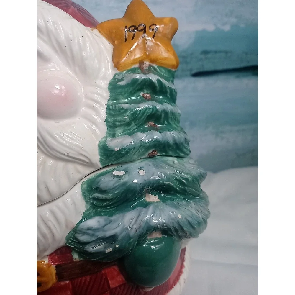 Santa Claus Ceramic Cookie‎ Jar 1999 Has A Couple Of Small Chips See Pictures